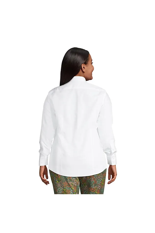 Lands039 End Shirts and Blouses Women Plus Size No Iron Supima Cotton Long Sleeve Shirt White