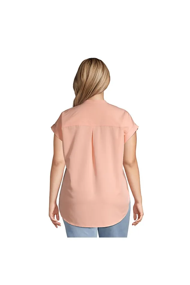 Lands039 End Shirts and Blouses Women Plus Size Relaxed Short Sleeve Dolman Shirt Sand Dune Water Skier