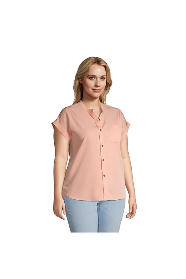 Lands039 End Shirts and Blouses Women Plus Size Relaxed Short Sleeve Dolman Shirt Sand Dune Water Skier