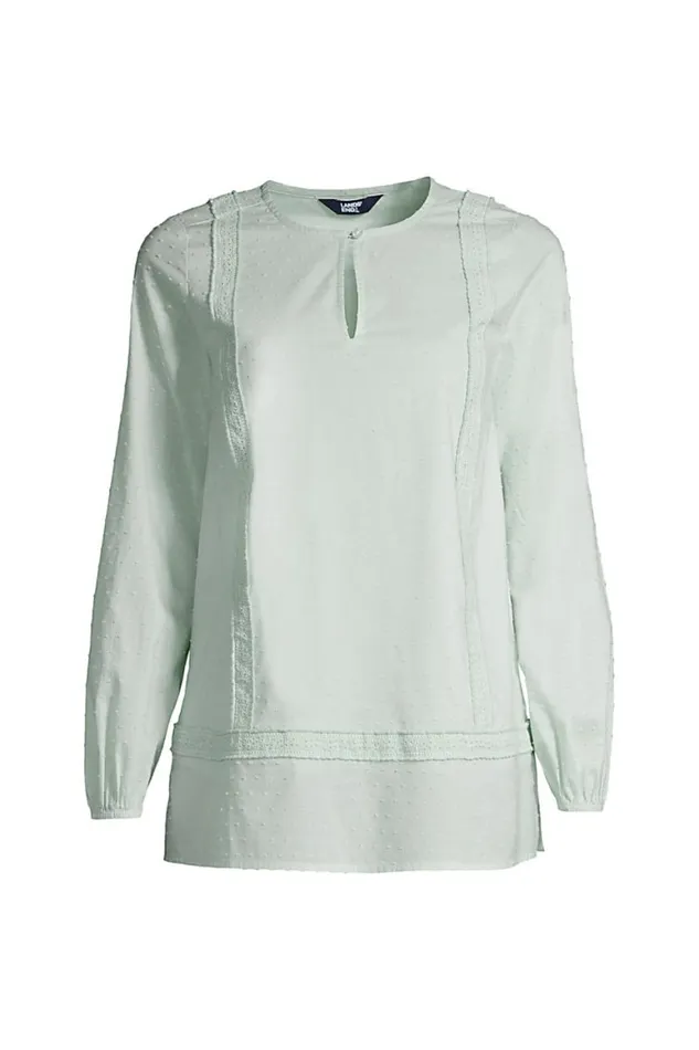 Lands039 End Shirts and Blouses Women Plus Size Split Neck Tunic 8211 Clip Dot Soft Sea Green Lands039 End Shirts and Blouses Women Plus Size Split Neck Tunic 8211 Clip Dot Soft Sea Green