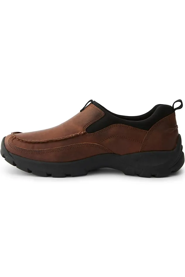 Lands039 End Shoes Men All Weather Suede Leather Slip On Moc Shoes Rich Mahogany Leather