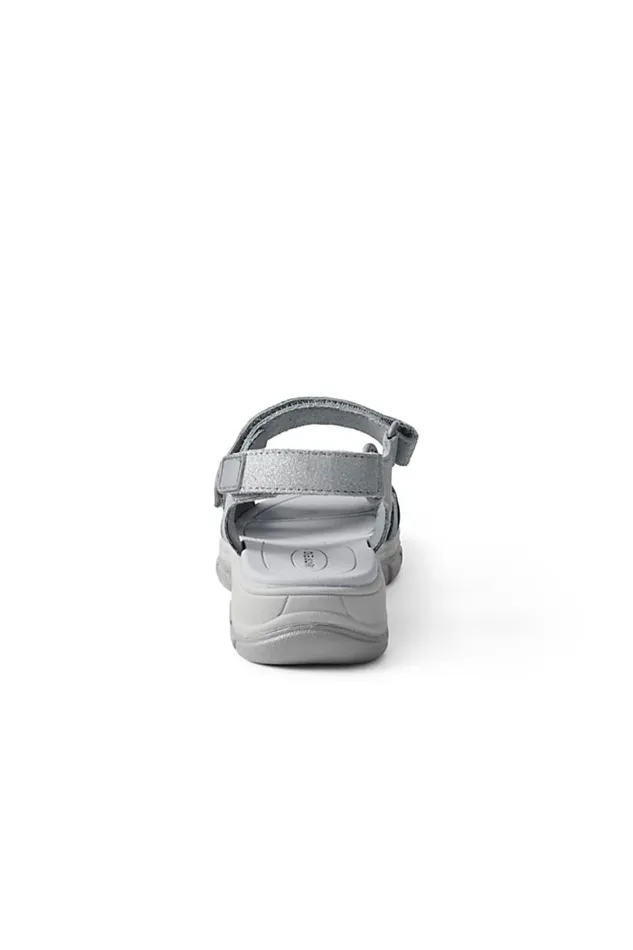 Lands039 End Shoes Women All Weather Walking Sandals Gentle Gray Metallic Suede