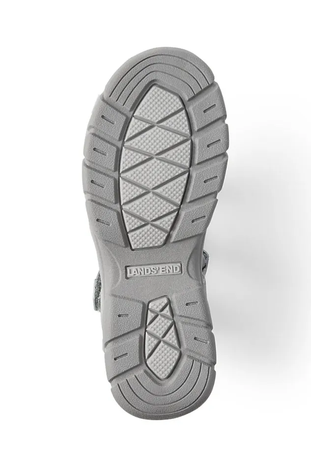 Lands039 End Shoes Women All Weather Walking Sandals Gentle Gray Metallic Suede