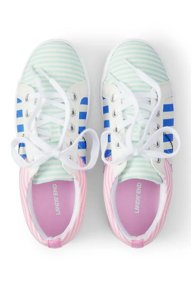 Lands039 End Shoes Women Canvas Sneakers Stripe Mashup Lands039 End Shoes Women Canvas Sneakers Stripe Mashup