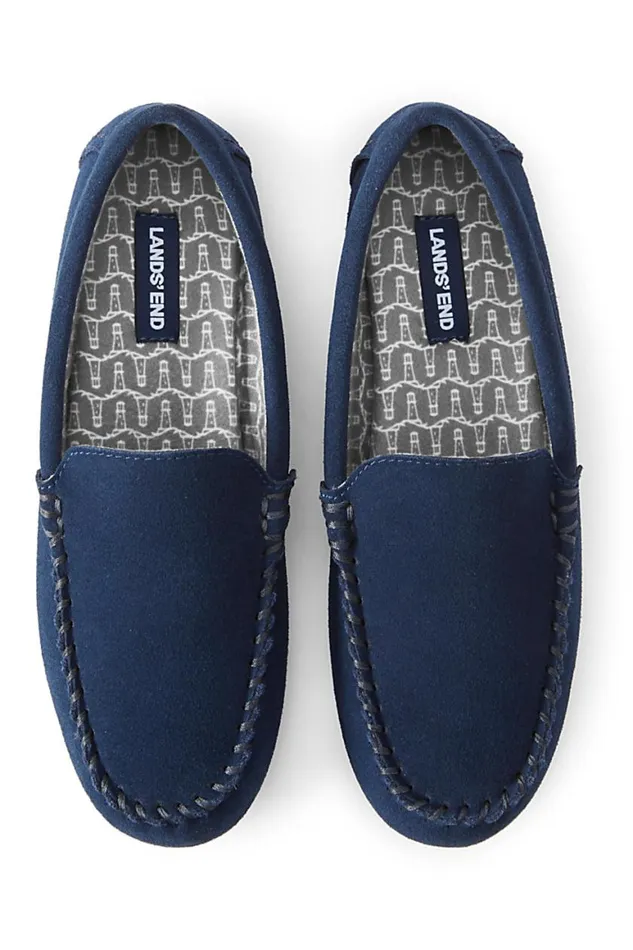 Lands039 End Shoes Women Suede Leather Flannel Lined Moccasin Slippers Radiant Navy