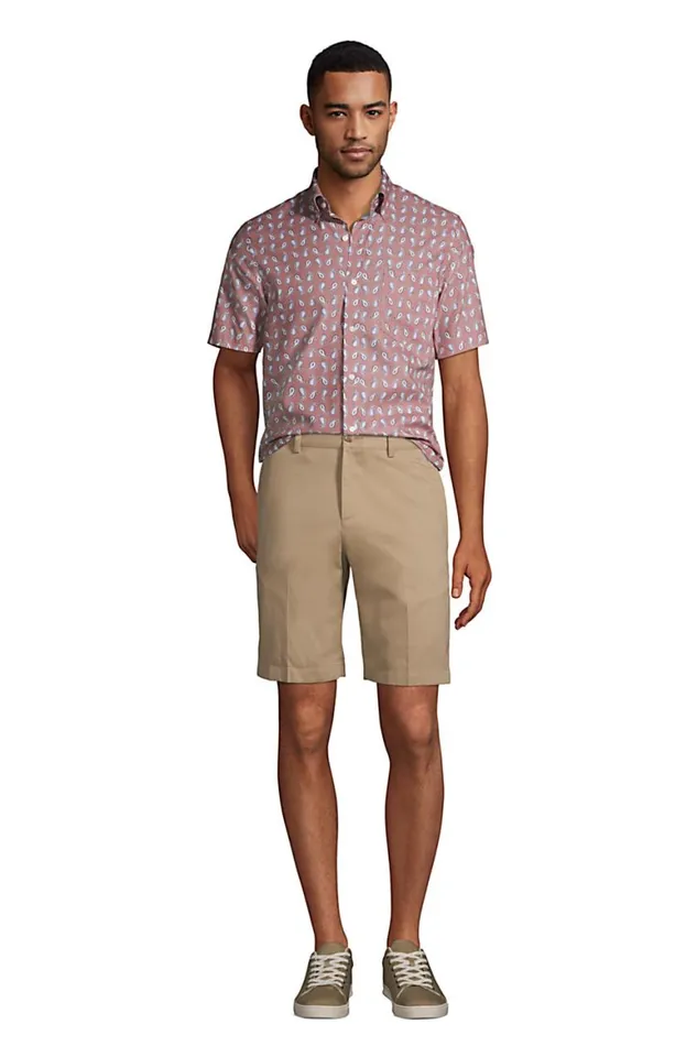 Lands039 End Shorts Men 9034 Plain Front Classic Fit No Iron Chino Shorts Radiant Navy