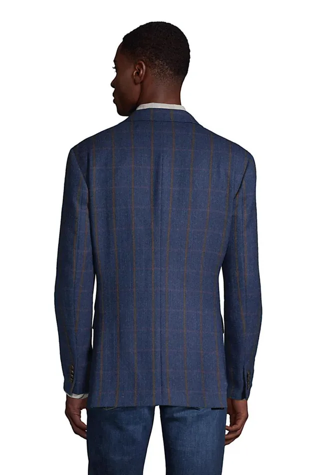 Lands039 End Sportcoats and Blazers Men Tailored Fit Wool Pattern Sport Coat Navy Herringbone Windowpane Lands039 End Sportcoats and Blazers Men Tailored Fit Wool Pattern Sport Coat Navy Herringbone Windowpane