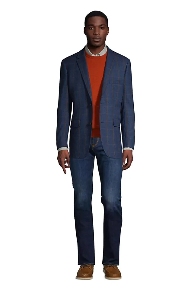 Lands039 End Sportcoats and Blazers Men Tailored Fit Wool Pattern Sport Coat Navy Herringbone Windowpane Lands039 End Sportcoats and Blazers Men Tailored Fit Wool Pattern Sport Coat Navy Herringbone Windowpane