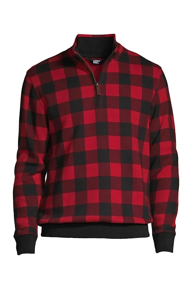 Lands039 End Sweaters Men Big And Tall Print Bedford Rib Quarter Zip Sweater Rich Red Buffalo Check Lands039 End Sweaters Men Big And Tall Print Bedford Rib Quarter Zip Sweater Rich Red Buffalo Check