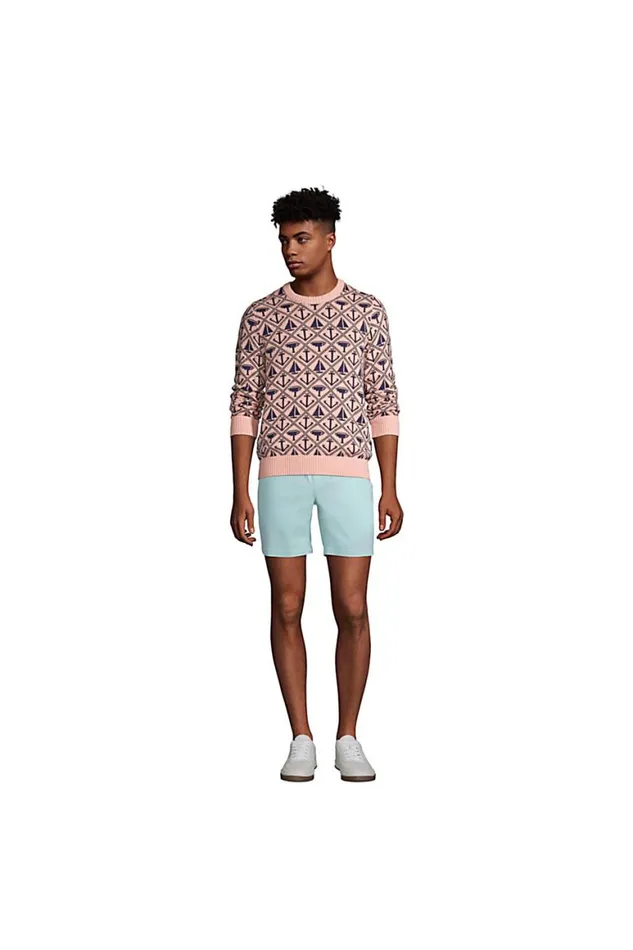 Lands039 End Sweaters Men Cotton Anchor Crewneck Sweater Crisp Peach Anchor Pattern Lands039 End Sweaters Men Cotton Anchor Crewneck Sweater Crisp Peach Anchor Pattern