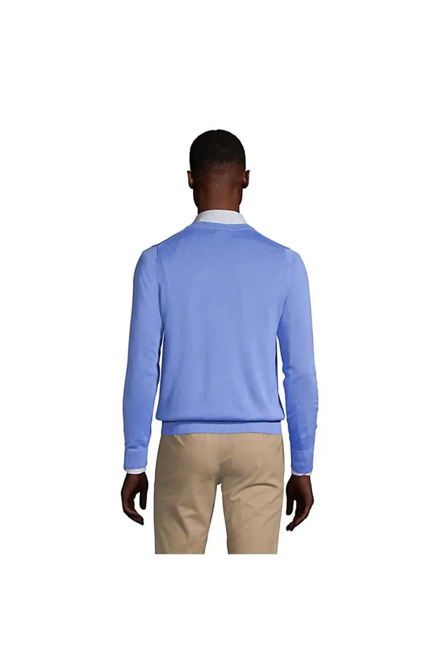 Lands039 End Sweaters Men Cotton Modal Vneck Sweater True Blue