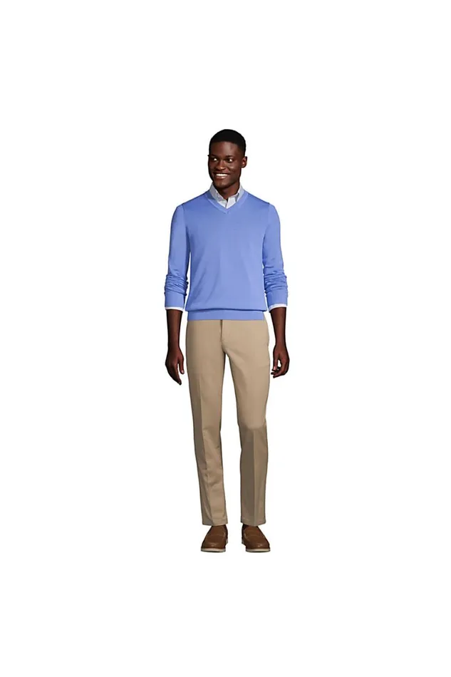 Lands039 End Sweaters Men Cotton Modal Vneck Sweater True Blue