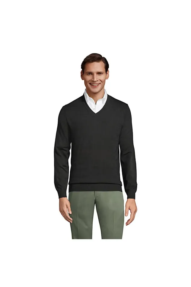 Lands039 End Sweaters Men Performance Vneck Sweater Black
