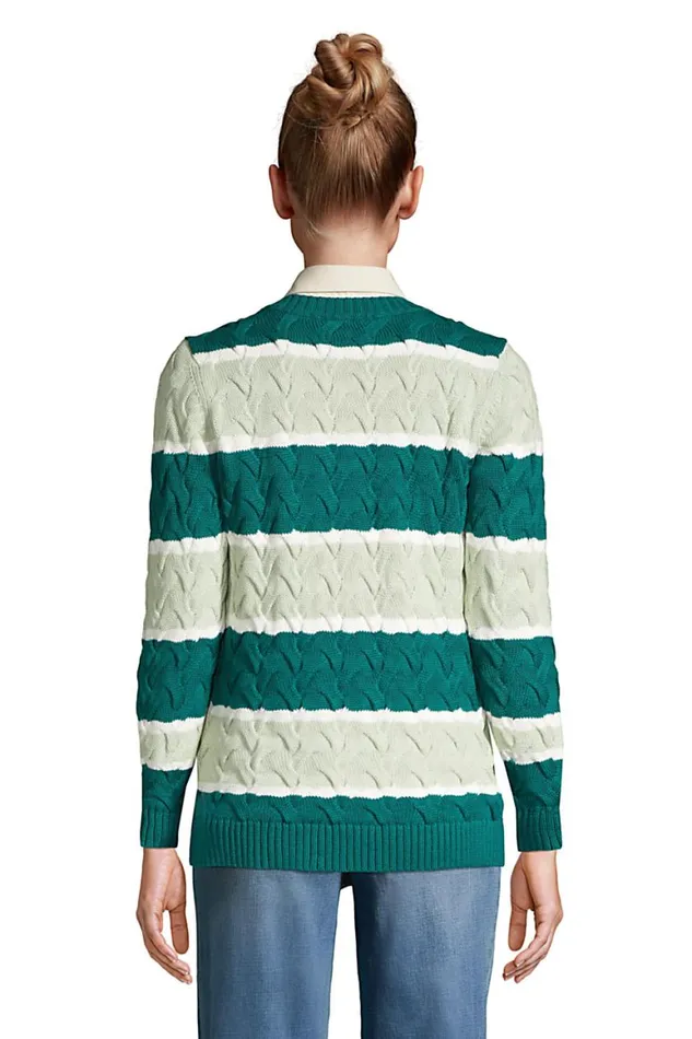 Lands039 End Sweaters Women Cotton Drifter Vneck Sweater 8211 Stripe Jade Emerald Rugby Stripe Lands039 End Sweaters Women Cotton Drifter Vneck Sweater 8211 Stripe Jade Emerald Rugby Stripe