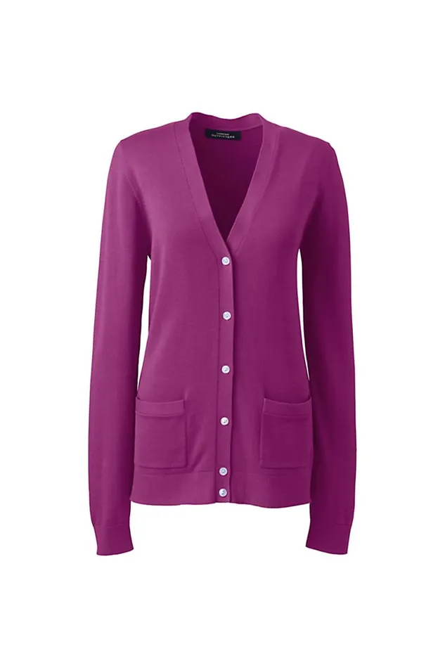 Lands039 End Sweaters Women Cotton Modal Vneck Cardigan Sweater Rubellite Lands039 End Sweaters Women Cotton Modal Vneck Cardigan Sweater Rubellite