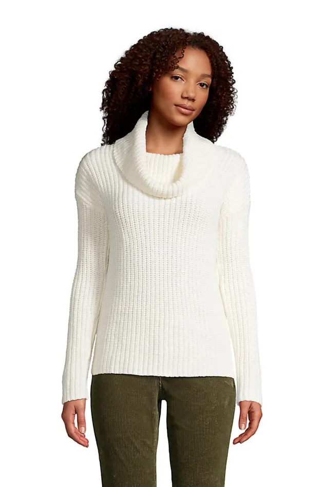 Lands039 End Sweaters Women Cozy Lofty Cowl Neck Sweater Ivory