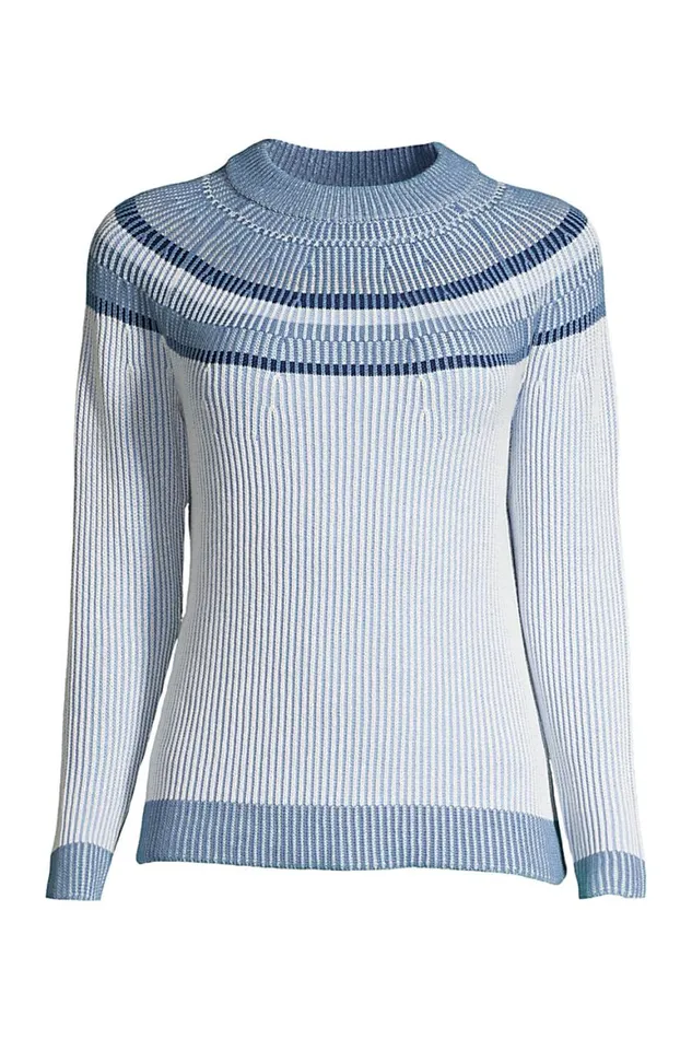 Lands039 End Sweaters Women Plus Size Cotton Drifter Shaker Doubled Crew Neck Sweater 8211 Striped Yoke Blue Plaited Placed Stripe Lands039 End Sweaters Women Plus Size Cotton Drifter Shaker Doubled Crew Neck Sweater 8211 Striped Yoke Blue Plaited Placed Stripe