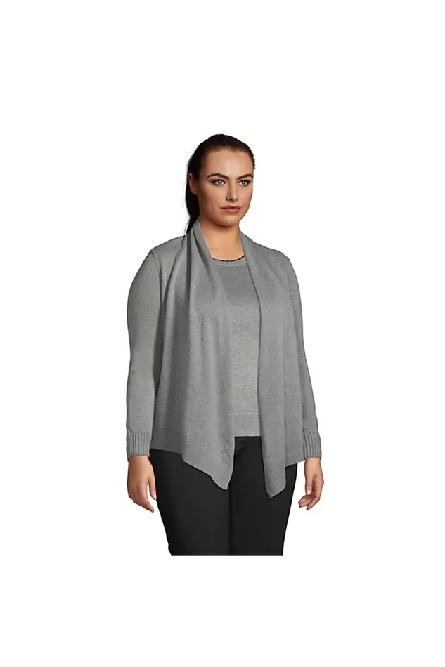 Lands039 End Sweaters Women Plus Size Cotton Modal Open Drape Cardigan Black Lands039 End Sweaters Women Plus Size Cotton Modal Open Drape Cardigan Black