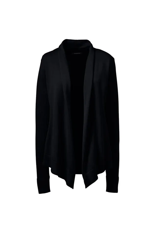 Lands039 End Sweaters Women Plus Size Cotton Modal Open Drape Cardigan Black Lands039 End Sweaters Women Plus Size Cotton Modal Open Drape Cardigan Black