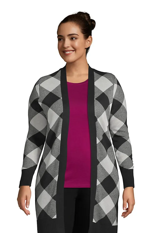 Lands039 End Sweaters Women Plus Size Fine Gauge Cotton Long Open Cardigan Sweater 8211 Pattern Black Lands039 End Sweaters Women Plus Size Fine Gauge Cotton Long Open Cardigan Sweater 8211 Pattern Black