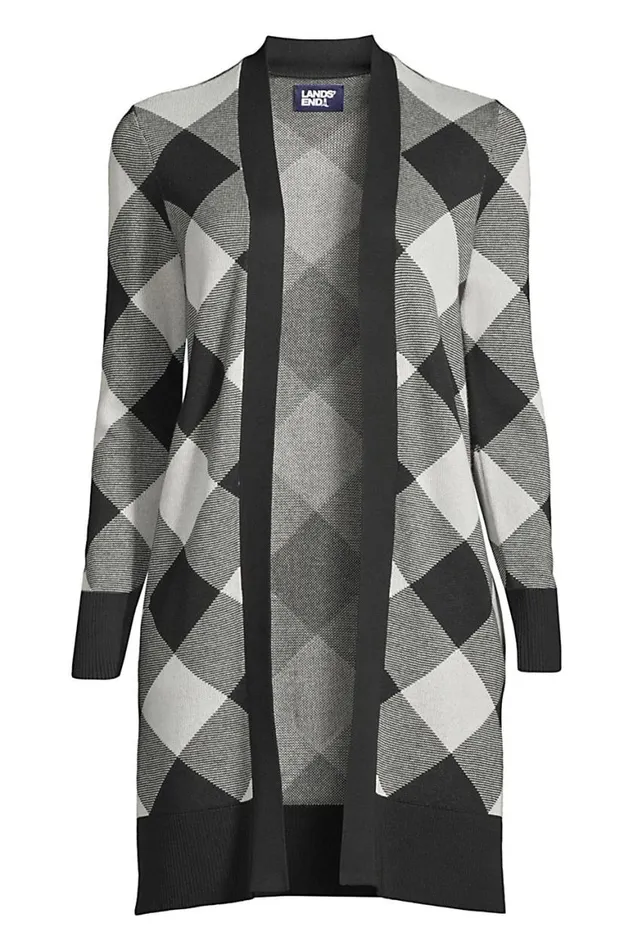Lands039 End Sweaters Women Plus Size Fine Gauge Cotton Long Open Cardigan Sweater 8211 Pattern Black Lands039 End Sweaters Women Plus Size Fine Gauge Cotton Long Open Cardigan Sweater 8211 Pattern Black
