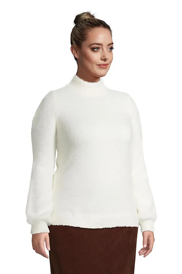 Lands039 End Sweaters Women Plus Size Long Sleeve Eyelash Sweater Ivory Lands039 End Sweaters Women Plus Size Long Sleeve Eyelash Sweater Ivory