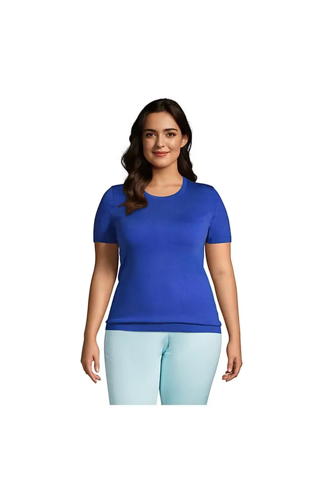Lands039 End Sweaters Women Plus Size Short Sleeve Performance Sweater Dark Cobalt Blue Lands039 End Sweaters Women Plus Size Short Sleeve Performance Sweater Dark Cobalt Blue