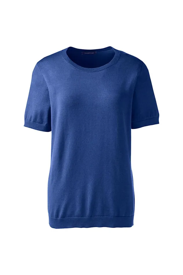 Lands039 End Sweaters Women Plus Size Short Sleeve Performance Sweater Dark Cobalt Blue Lands039 End Sweaters Women Plus Size Short Sleeve Performance Sweater Dark Cobalt Blue