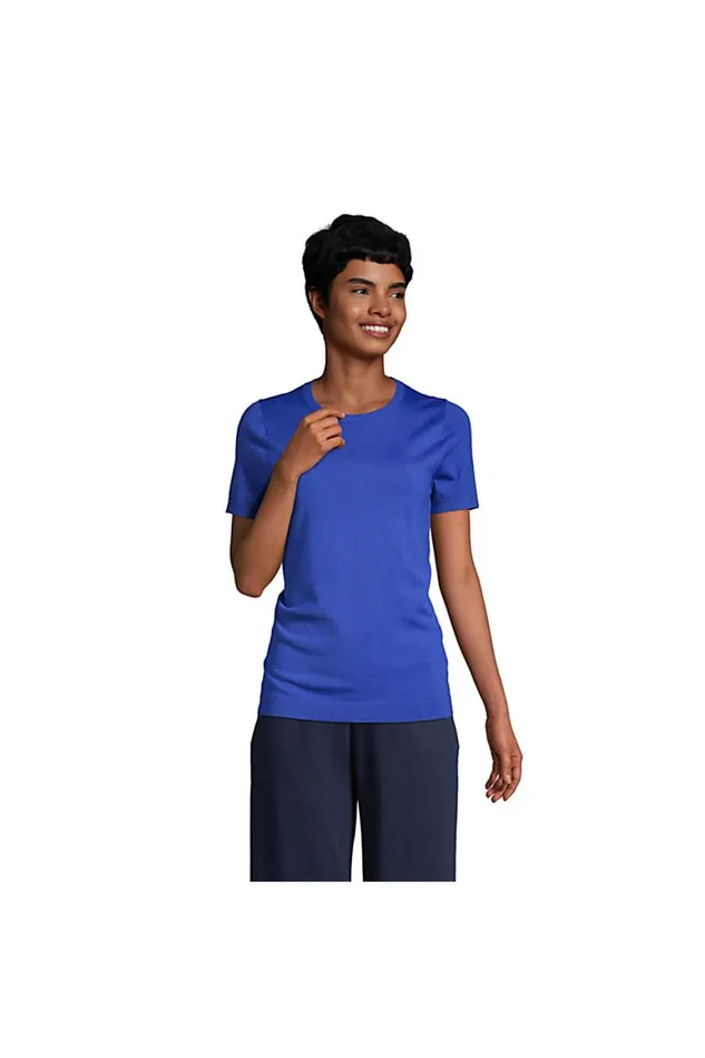 Lands039 End Sweaters Women Short Sleeve Performance Sweater Dark Cobalt Blue Lands039 End Sweaters Women Short Sleeve Performance Sweater Dark Cobalt Blue