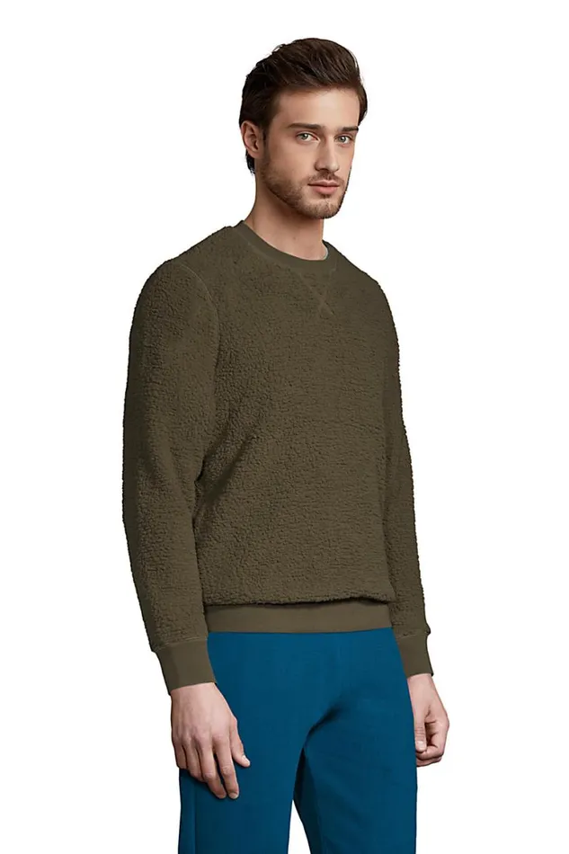 Lands039 End Sweatshirts and Hoodies Men Long Sleeve Sherpa Fleece Crewneck Sweatshirt Forest Moss Lands039 End Sweatshirts and Hoodies Men Long Sleeve Sherpa Fleece Crewneck Sweatshirt Forest Moss