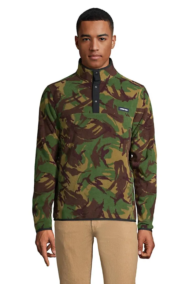 Lands039 End Sweatshirts and Hoodies Men Print Heritage Fleece Snap Neck Pullover Top Sienna Brown Camo Lands039 End Sweatshirts and Hoodies Men Print Heritage Fleece Snap Neck Pullover Top Sienna Brown Camo
