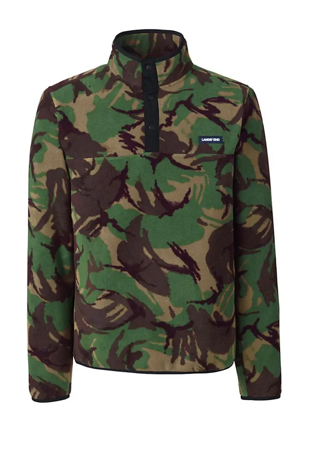 Lands039 End Sweatshirts and Hoodies Men Print Heritage Fleece Snap Neck Pullover Top Sienna Brown Camo Lands039 End Sweatshirts and Hoodies Men Print Heritage Fleece Snap Neck Pullover Top Sienna Brown Camo