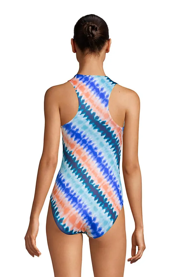 Lands039 End Swimsuits Women Chlorine Resistant No Wire High Neck Snap Front One Piece Swimsuit Deep Sea Navy Bias Tie Dye Lands039 End Swimsuits Women Chlorine Resistant No Wire High Neck Snap Front One Piece Swimsuit Deep Sea Navy Bias Tie Dye