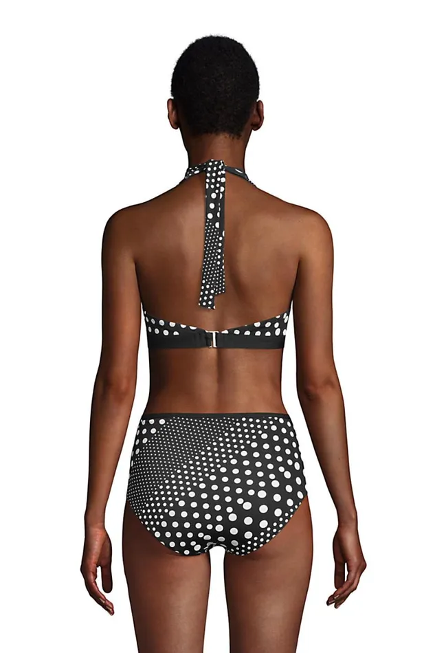 Lands039 End Swimsuits Women Chlorine Resistant Reversible Halter Bikini Top Swimsuit Black