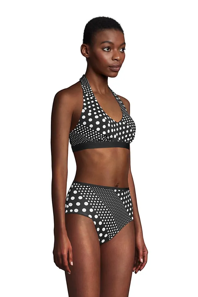 Lands039 End Swimsuits Women Chlorine Resistant Reversible Halter Bikini Top Swimsuit Black