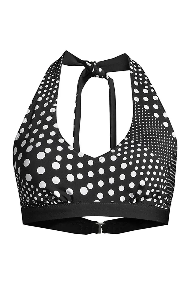 Lands039 End Swimsuits Women Chlorine Resistant Reversible Halter Bikini Top Swimsuit Black