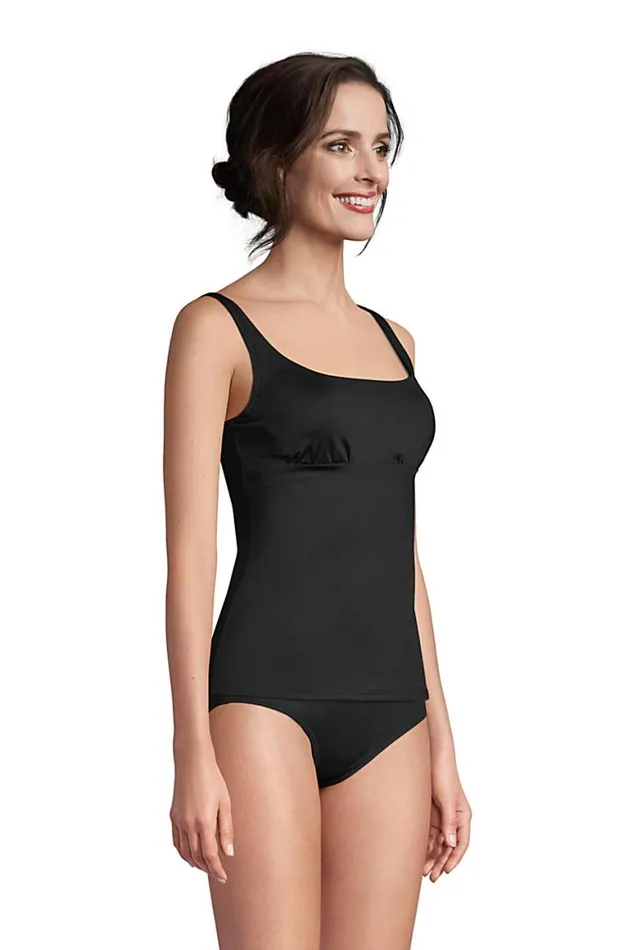 Lands039 End Swimsuits Women Chlorine Resistant Square Neck Underwire Tankini Top Swimsuit Adjustable Straps Black Lands039 End Swimsuits Women Chlorine Resistant Square Neck Underwire Tankini Top Swimsuit Adjustable Straps Black