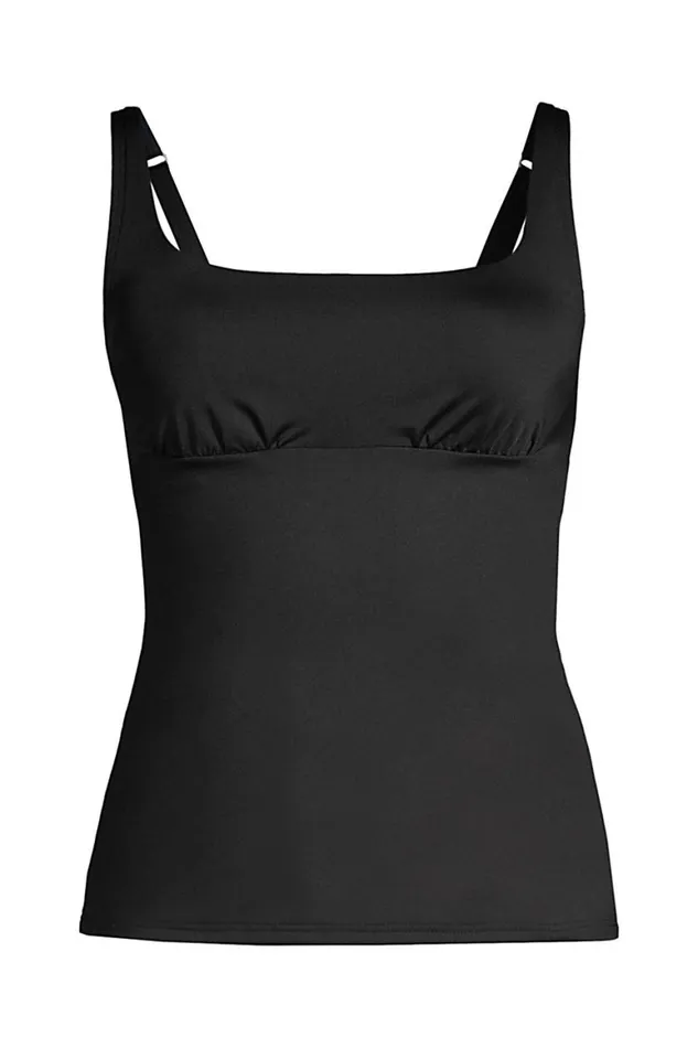 Lands039 End Swimsuits Women Chlorine Resistant Square Neck Underwire Tankini Top Swimsuit Adjustable Straps Black Lands039 End Swimsuits Women Chlorine Resistant Square Neck Underwire Tankini Top Swimsuit Adjustable Straps Black
