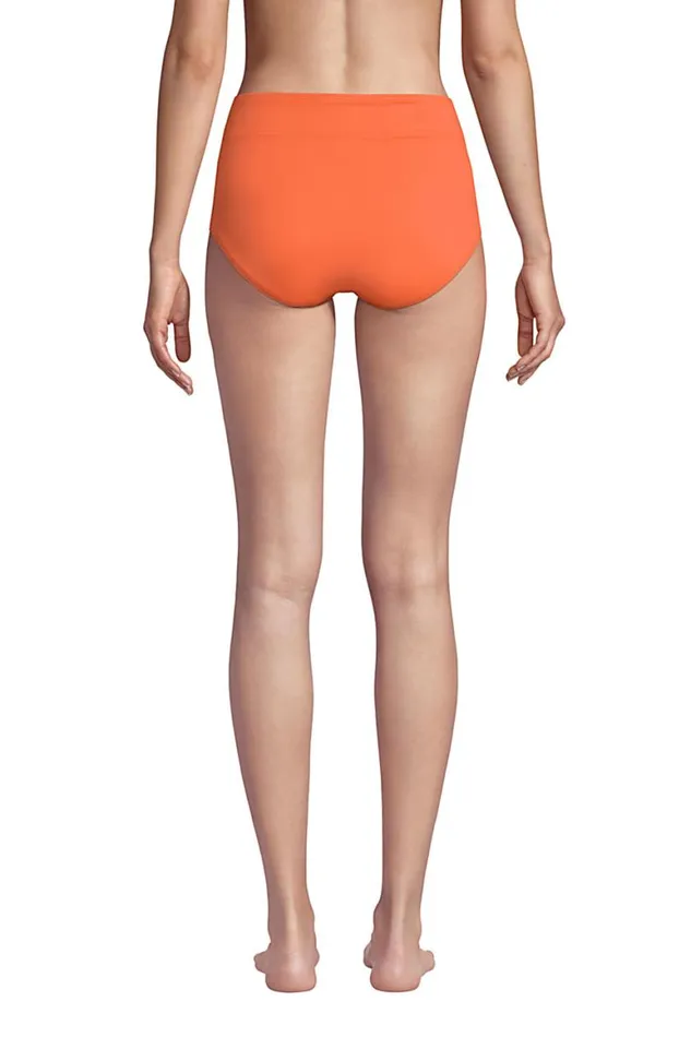Lands039 End Swimsuits Women Chlorine Resistant Tummy Control High Waisted Bikini Bottoms Papaya Orange