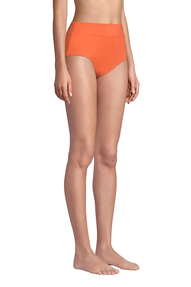 Lands039 End Swimsuits Women Chlorine Resistant Tummy Control High Waisted Bikini Bottoms Papaya Orange