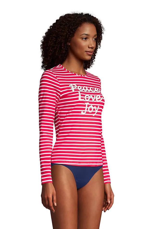 Lands039 End Swimsuits Women Crew Neck Long Sleeve Rash Guard Upf 50 Sun Protection Modest Swim Tee Print Strawberry Lands039 End Swimsuits Women Crew Neck Long Sleeve Rash Guard Upf 50 Sun Protection Modest Swim Tee Print Strawberry