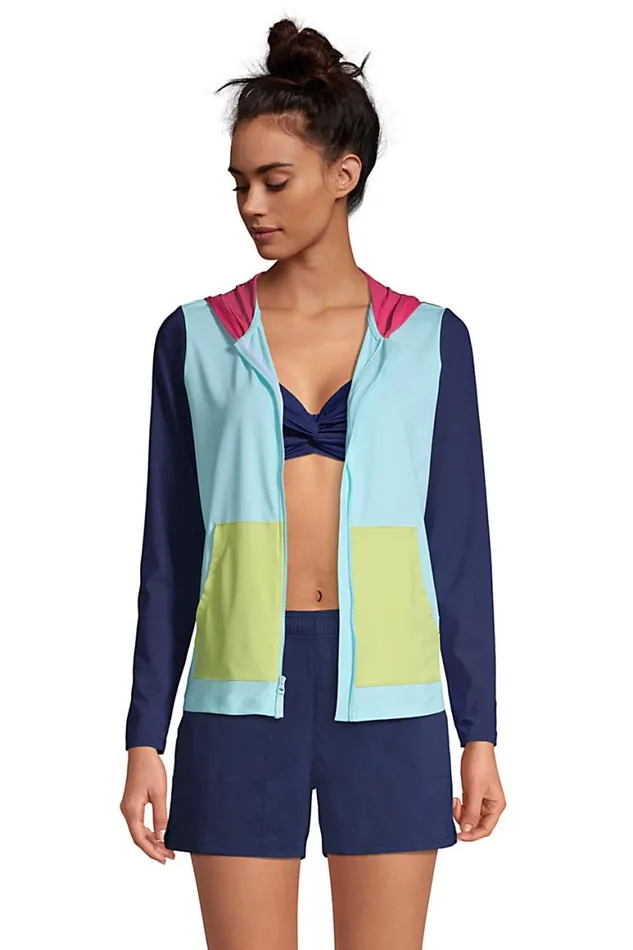 Lands039 End Swimsuits Women Hooded Full Zip Long Sleeve Rash Guard Upf 50 Sun Protection Coverup Pockets Deep Sea Navy Lands039 End Swimsuits Women Hooded Full Zip Long Sleeve Rash Guard Upf 50 Sun Protection Coverup Pockets Deep Sea Navy