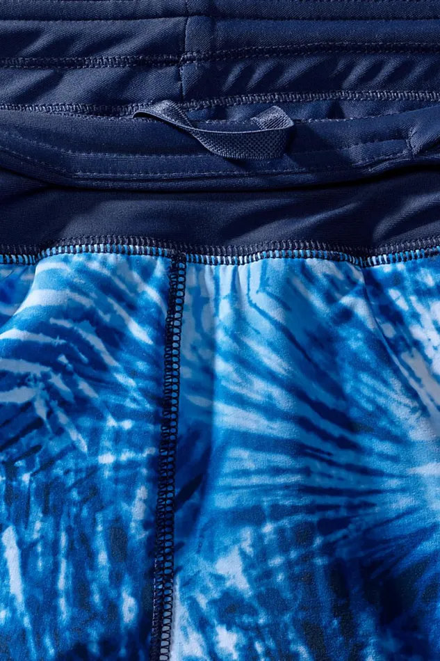 Lands039 End Swimsuits Women Plus Size 11034 Quick Dry Elastic Waist Modest Board Swim Coverup Shorts With Panty Print Deep Sea Navy Tie Dye Palm