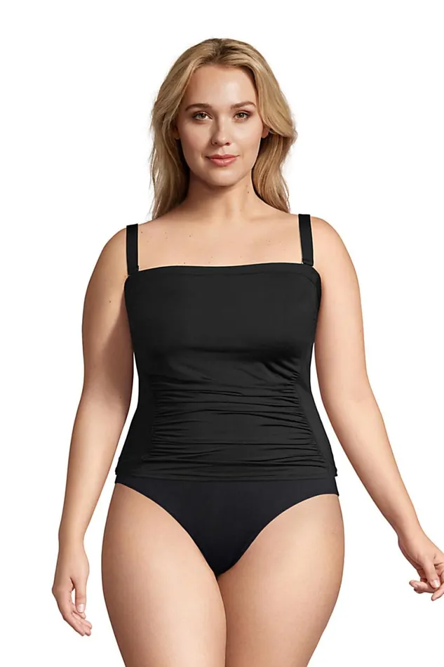 Lands039 End Swimsuits Women Plus Size Chlorine Resistant Bandeau Tankini Top Swimsuit With Removable Adjustable Straps Black Lands039 End Swimsuits Women Plus Size Chlorine Resistant Bandeau Tankini Top Swimsuit With Removable Adjustable Straps Black