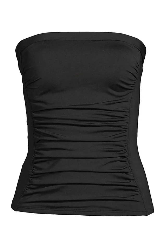 Lands039 End Swimsuits Women Plus Size Chlorine Resistant Bandeau Tankini Top Swimsuit With Removable Adjustable Straps Black Lands039 End Swimsuits Women Plus Size Chlorine Resistant Bandeau Tankini Top Swimsuit With Removable Adjustable Straps Black