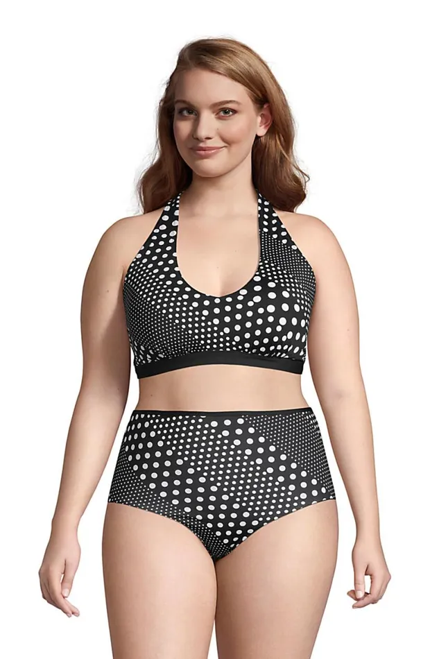 Lands039 End Swimsuits Women Plus Size Chlorine Resistant Reversible Halter Bikini Top Swimsuit Black