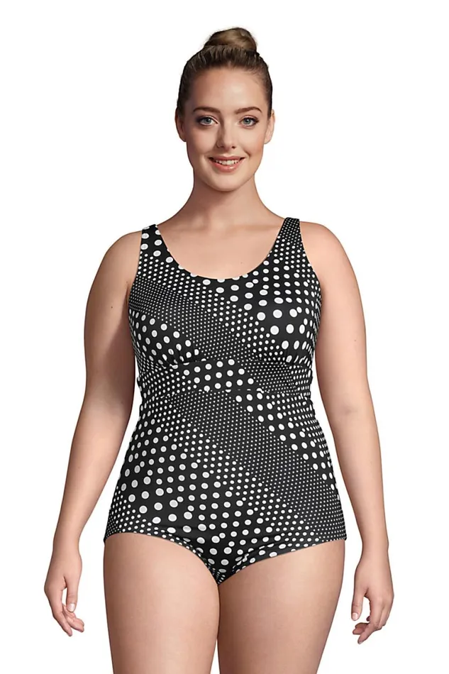 Lands039 End Swimsuits Women Plus Size Chlorine Resistant Scoop Neck Reversible One Piece Swimsuit Black