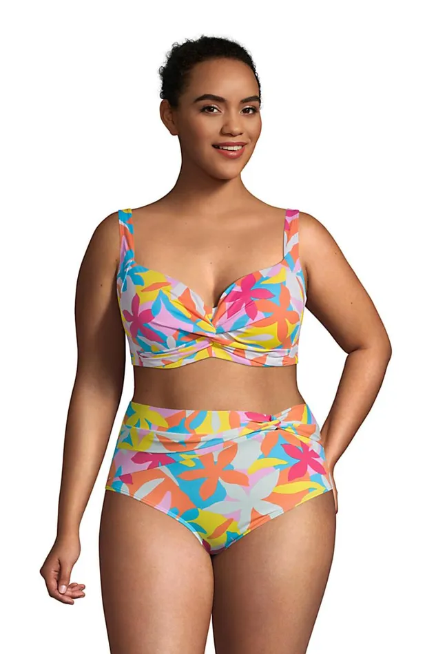 Lands039 End Swimsuits Women Plus Size Chlorine Resistant Twist Front Underwire Bikini Top Swimsuit Adjustable Straps Turquoise Multi Graphic Floral Lands039 End Swimsuits Women Plus Size Chlorine Resistant Twist Front Underwire Bikini Top Swimsuit Adjustable Straps Turquoise Multi Graphic Floral