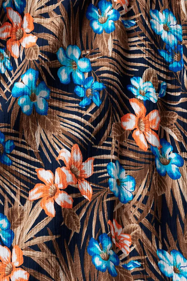 Lands039 End Swimsuits Women Plus Size Cotton Gauze Maxi Swim Coverup Skirt Deep Sea Navy Tropic Palm