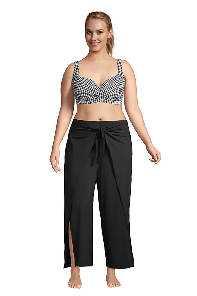 Lands039 End Swimsuits Women Plus Size Upf 50 Sun Protection Pareo Swim Coverup Pants Deep Sea Navy Tropic Palm